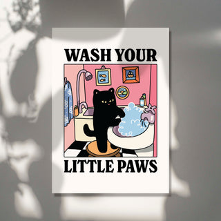 'Wash your little Paws' Cat Print