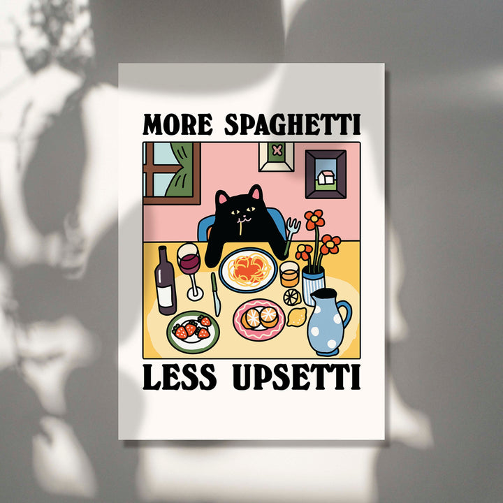 'More Spaghetti' Black Cat Print