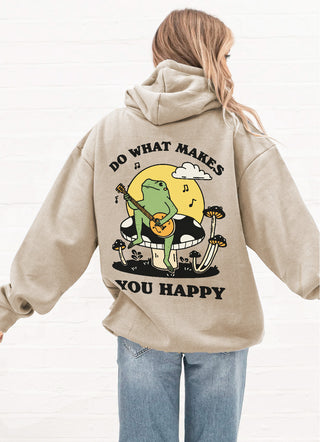 'What makes you happy' Frog Hoodie