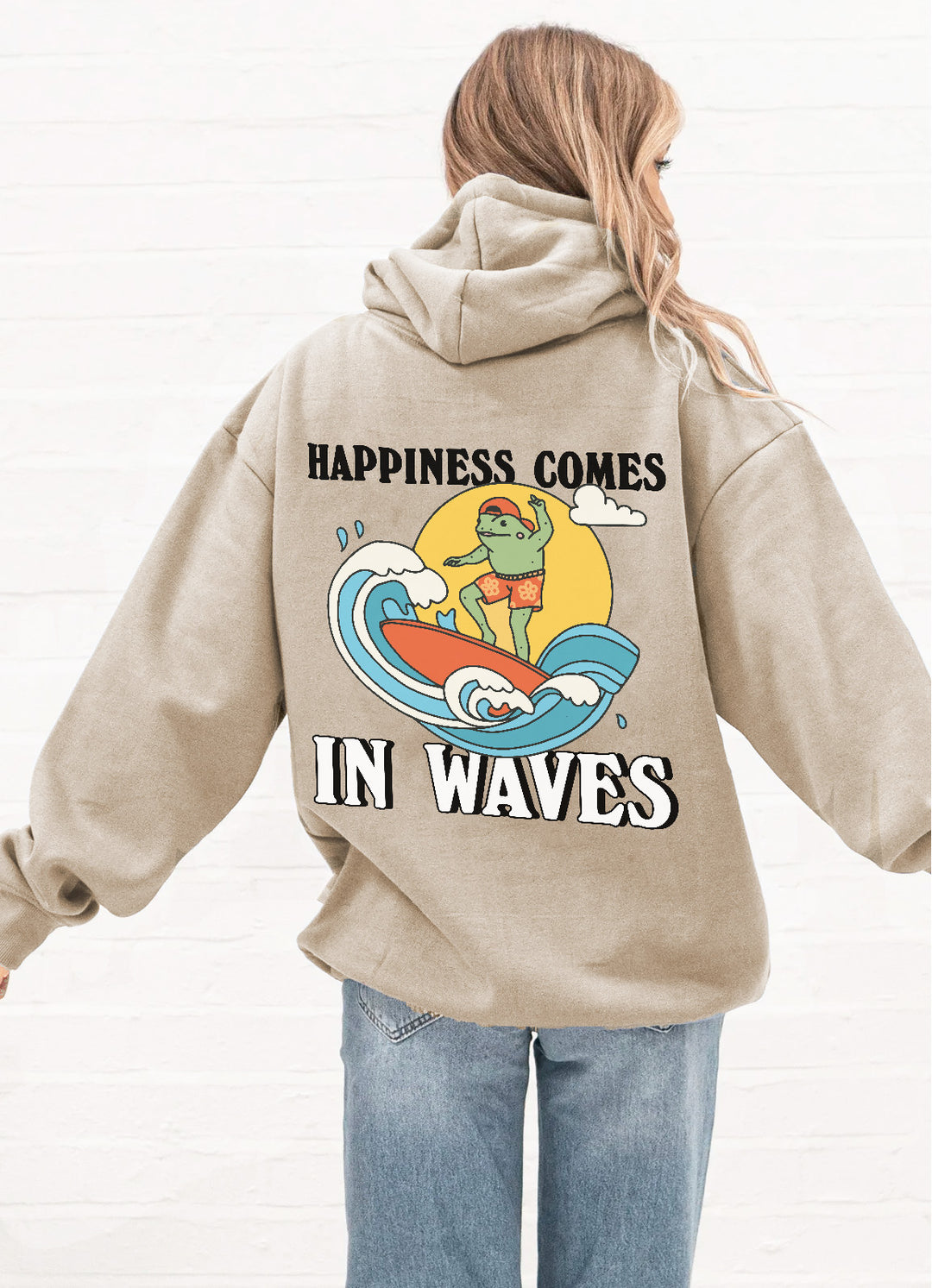 'Happiness in Waves' Frog Hoodie