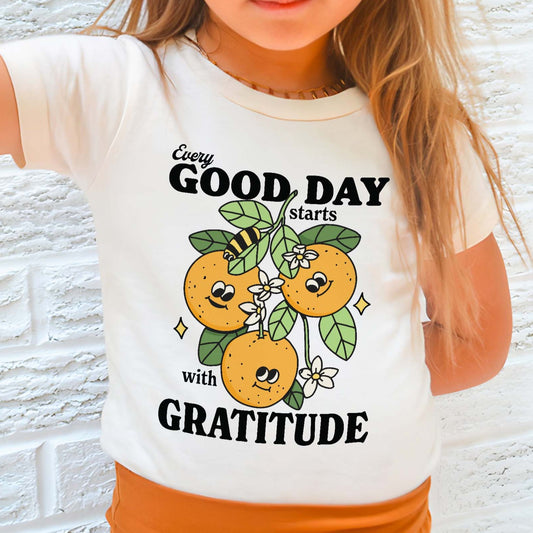 'Everyday starts with Gratitude' Kid's Fruit T-shirt