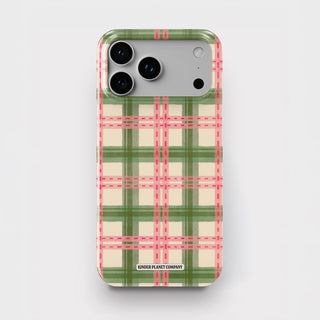 Strawberry Matcha Plaid Snap Phone Case