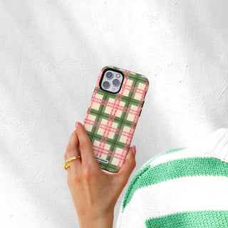 Strawberry Matcha Plaid Phone Case