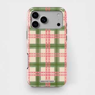 Strawberry Matcha Plaid Tough Phone Case