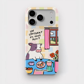 'Un Croissant Sil Vois Plait' Checkered Cow Snap Phone Case