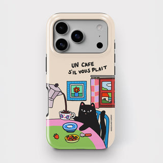 Un Cafe S'il Vous Plait Cat Tough Phone Case