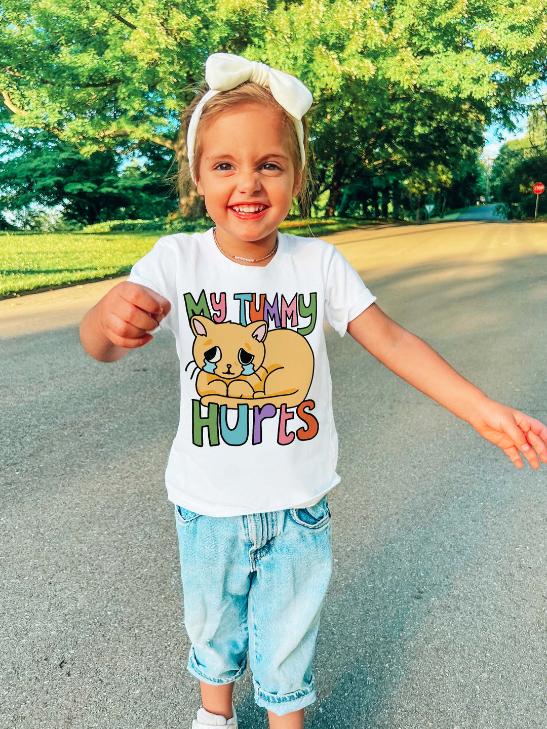 'My Tummy Hurts' Kid's Cat T-shirt