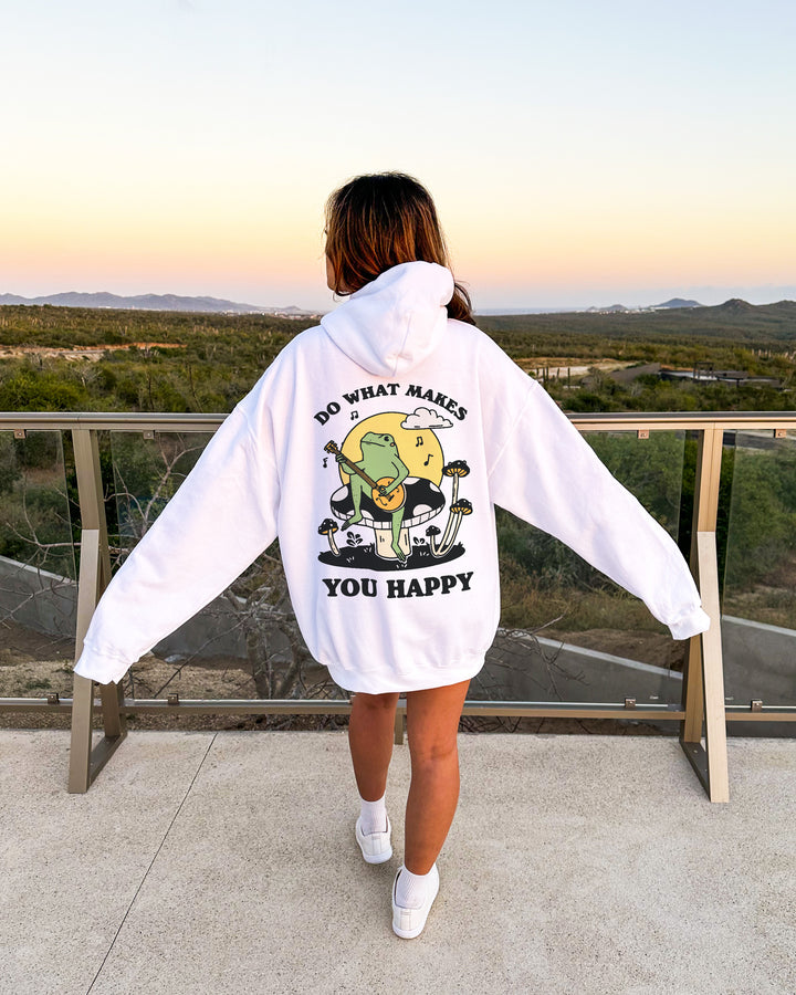 'What makes you happy' Frog Hoodie