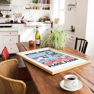 'Wash Brush Floss Flush' Cow Print