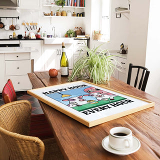 'Happy Hour' Cow Blue Print