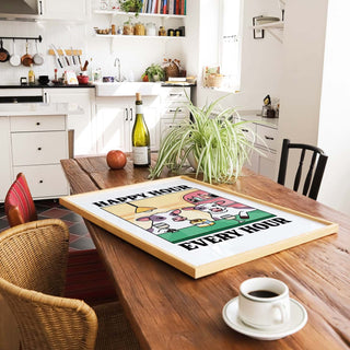 'Happy Hour' Cow Yellow Print