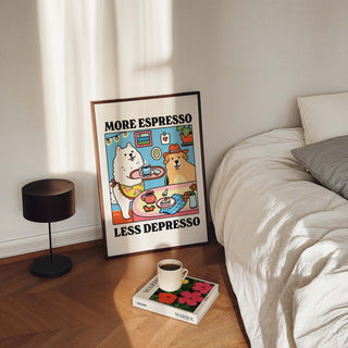 'More Espresso Less Depresso' Dog Print