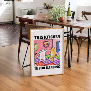 'This Kitchen is for Dancing' Cat Print