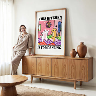 'This Kitchen is for Dancing' Cat Print