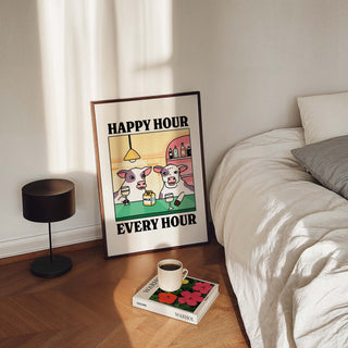 'Happy Hour' Cow Yellow Print