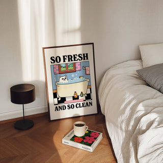 'So Fresh and So Clean' White Cat Print