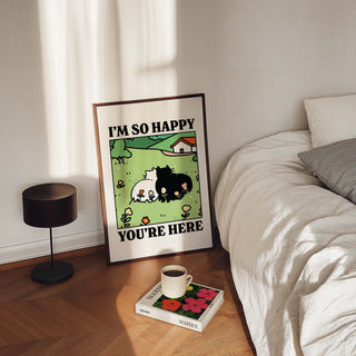 I'm So Happy You're Here Cat Print