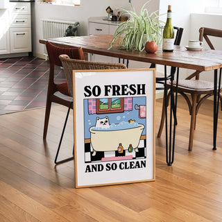 'So Fresh and So Clean' White Cat Print