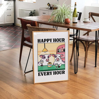 'Happy Hour' Cow Yellow Print