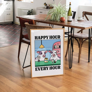 'Happy Hour' Cow Blue Print
