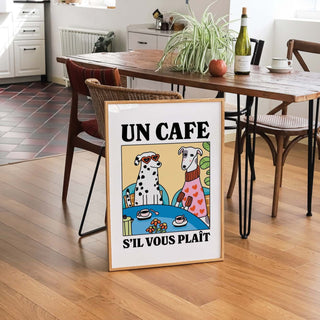 Un Cafe Sil Vous Plait Dog Print
