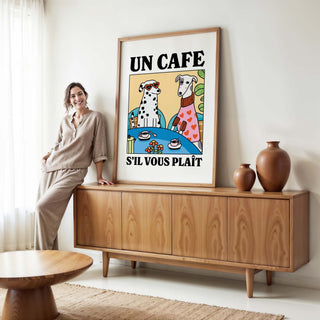 Un Cafe Sil Vous Plait Dog Print