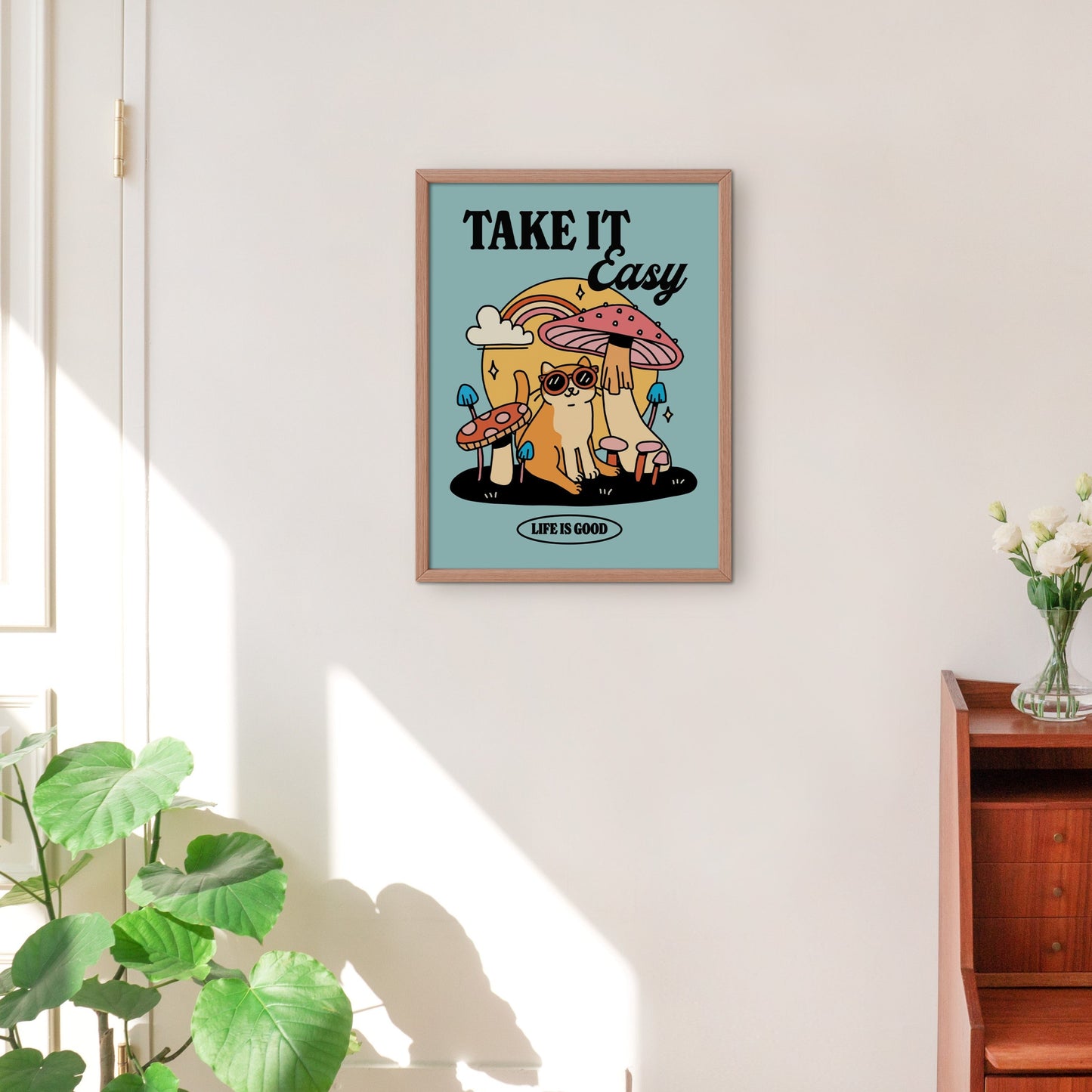 'Take it Easy' Groovy Cat Print