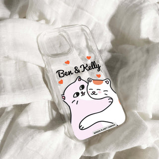 Custom Hugging Cats Clear Phone Case