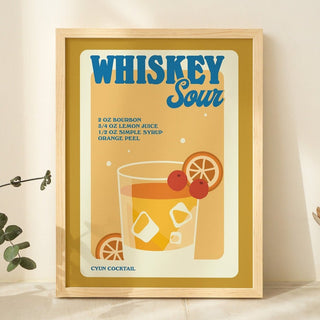 'Whiskey Sour' Retro Cocktail Print