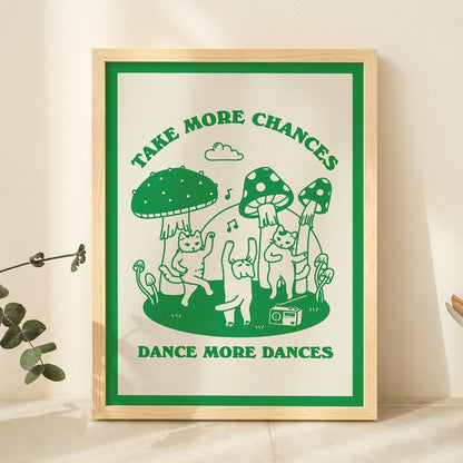 'Take More Chances' 3 Cat Print
