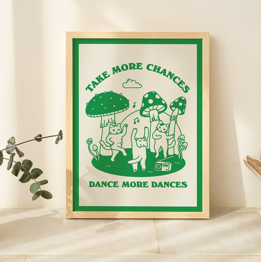 'Take More Chances' 3 Cat Print