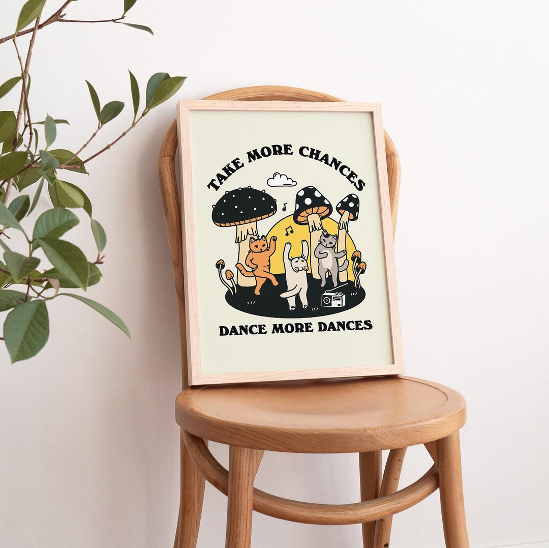 'Take More Chances' 3 Cat Print