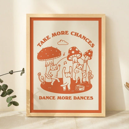 'Take More Chances' 3 Cat Print