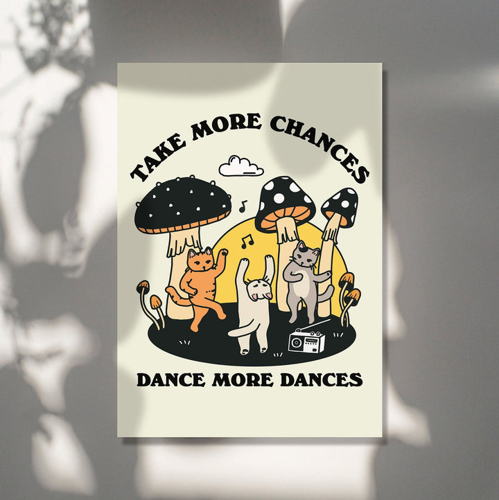 'Take More Chances' 3 Cat Print