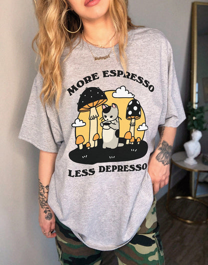 'More Espresso, Less Depresso' Cat T-shirt