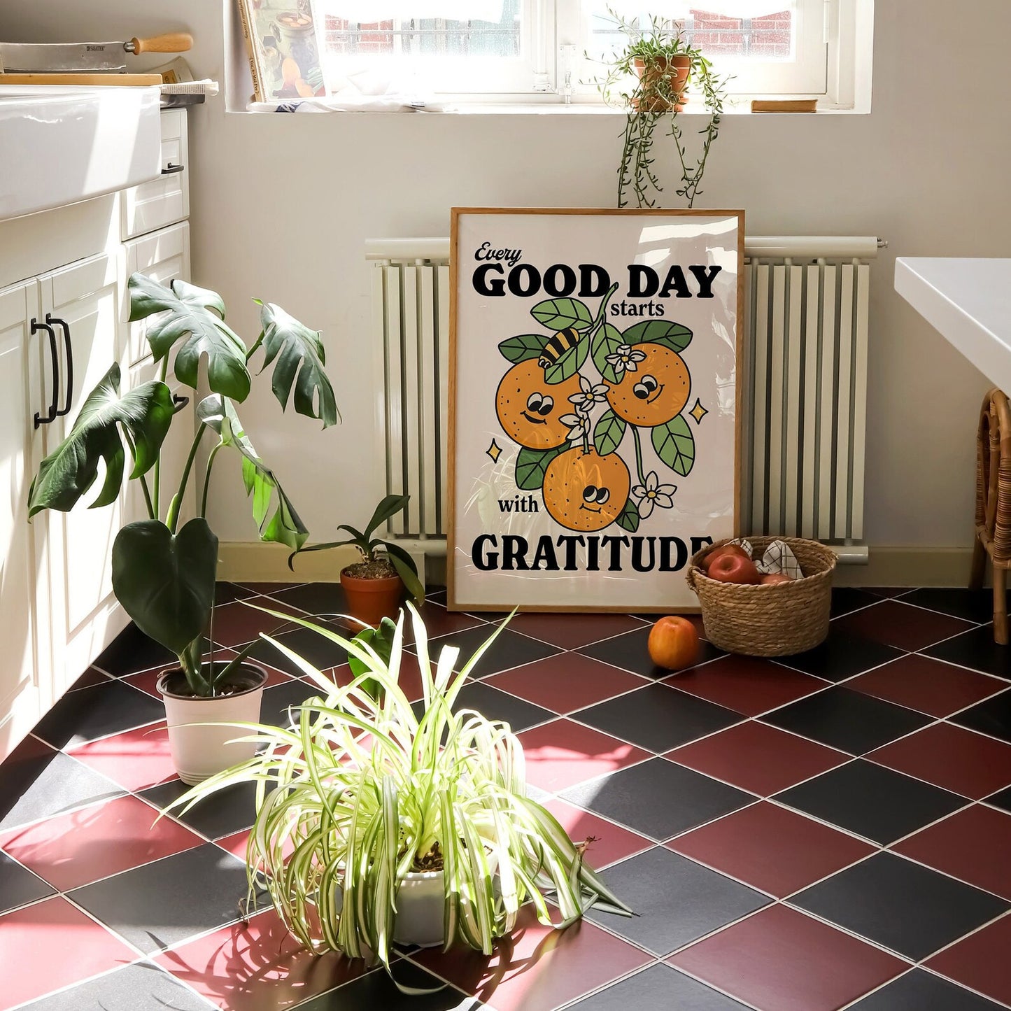 'Every good day starts with gratitude' Fruit Print