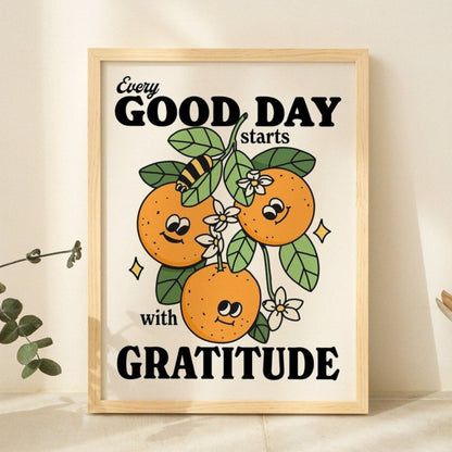 'Every good day starts with gratitude' Fruit Print