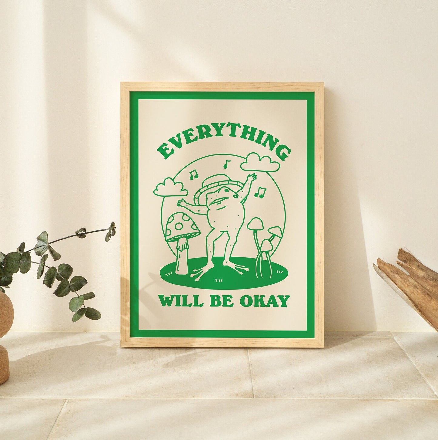 'Everything will be okay' Frog Print