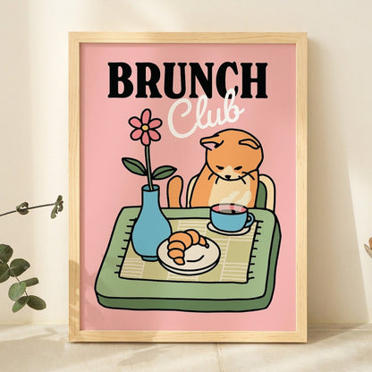 'Brunch Club' Cat Print