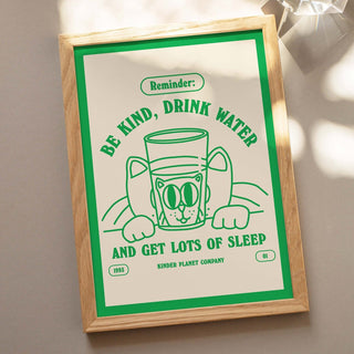 ‘Drink Water’ Cat Print