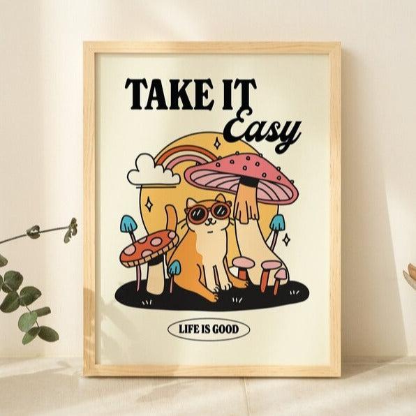 'Take it Easy' Groovy Cat Print