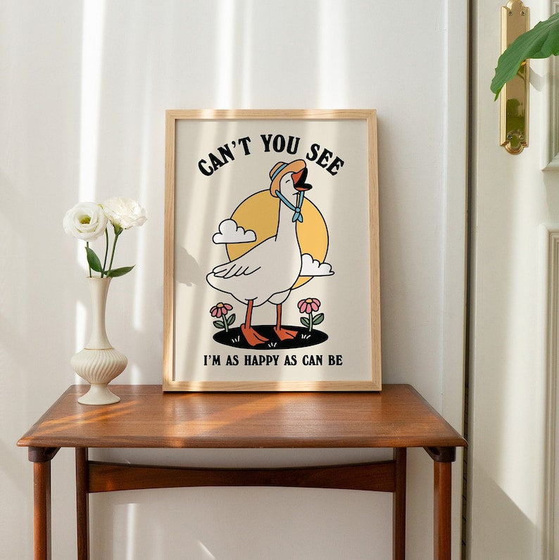 Framed "Can't You See" Happy Goose Print
