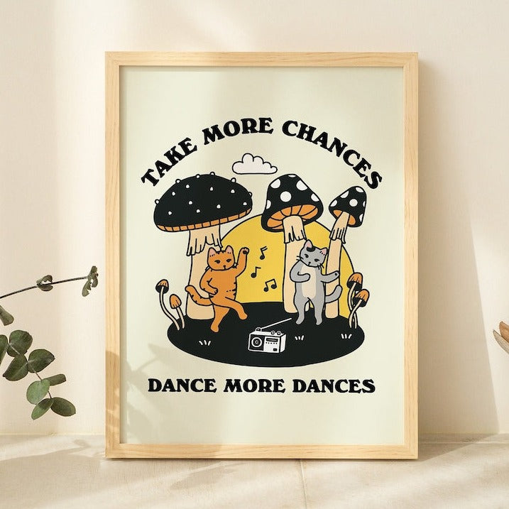'Take More Chances' 2 Cat Print