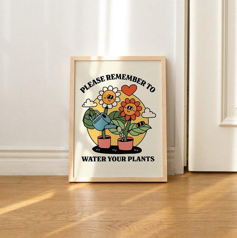 'Remember To Water Your Plants' Heart Print