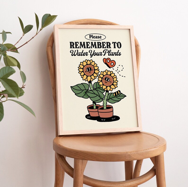 'Remember To Water Your Plants' Butterfly Print