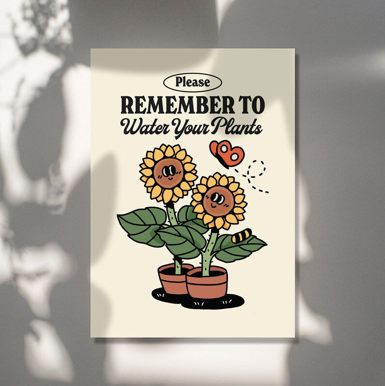'Remember To Water Your Plants' Butterfly Print
