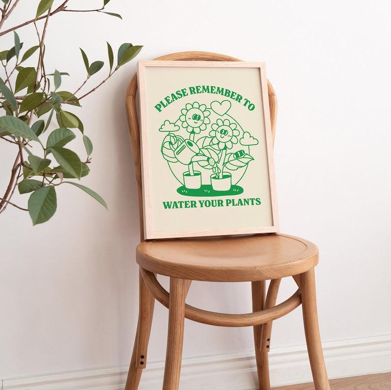 'Remember To Water Your Plants' Heart Print