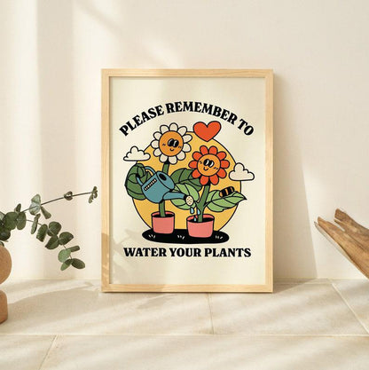 'Remember To Water Your Plants' Heart Print