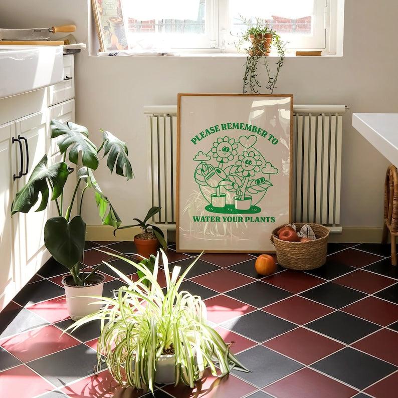 'Remember To Water Your Plants' Heart Print