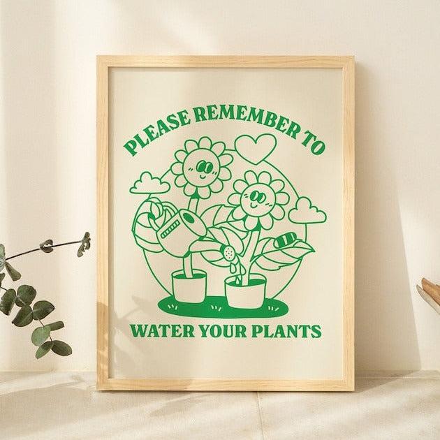 'Remember To Water Your Plants' Heart Print